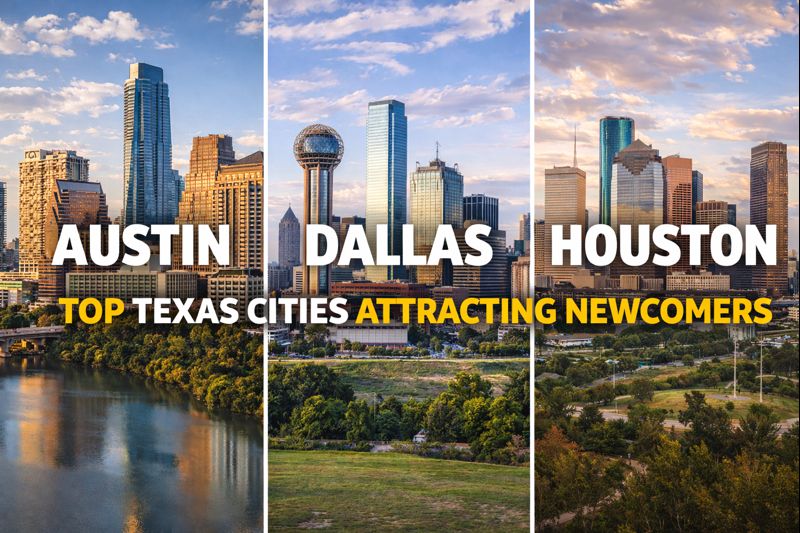 Austin, Dallas, and Houston Are the Texas Cities Attracting the Most Newcomers